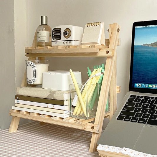 Cute Korean wooden desktop rack for organizing 