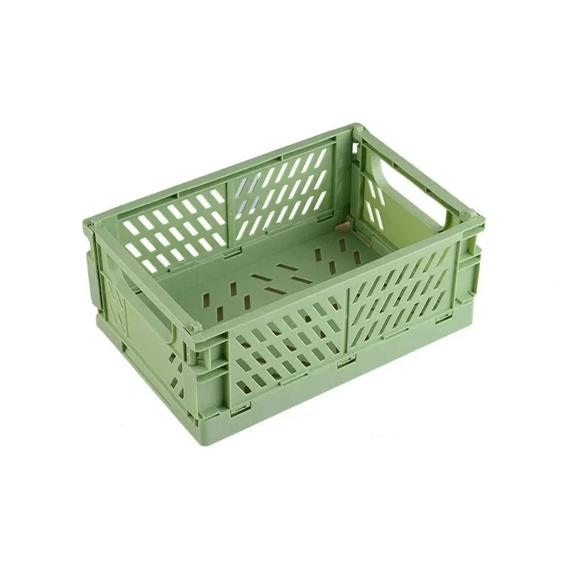 cute korean foldable storage crate in green