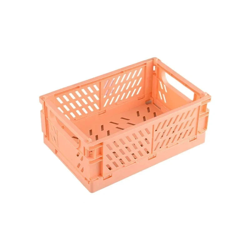 cute korean foldable storage crate in orange