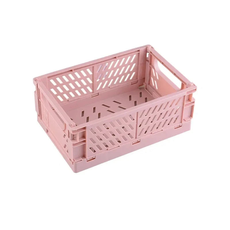 cute korean foldable storage crate in pink