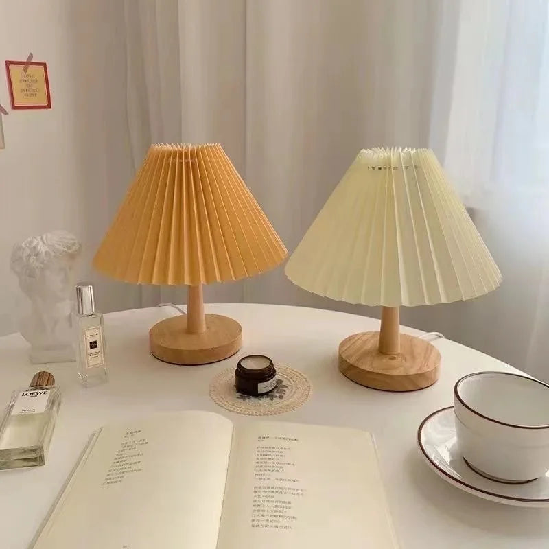cute korean nordic modern pleated lamp in yellow and orange on cute table aesthetic