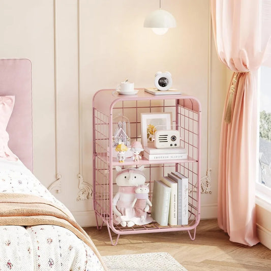 pink metal mesh cabinet korean cute room aesthetic room makeover