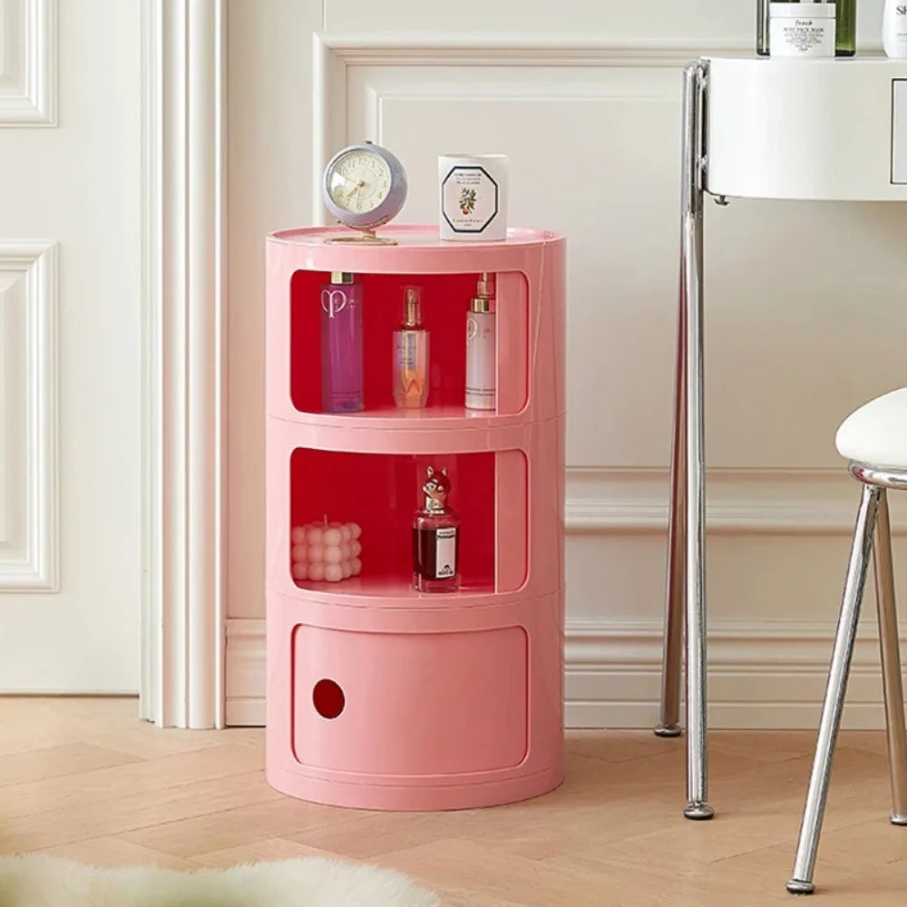 pink round nordic modern nightstand for room makeover korean cute aesthetic