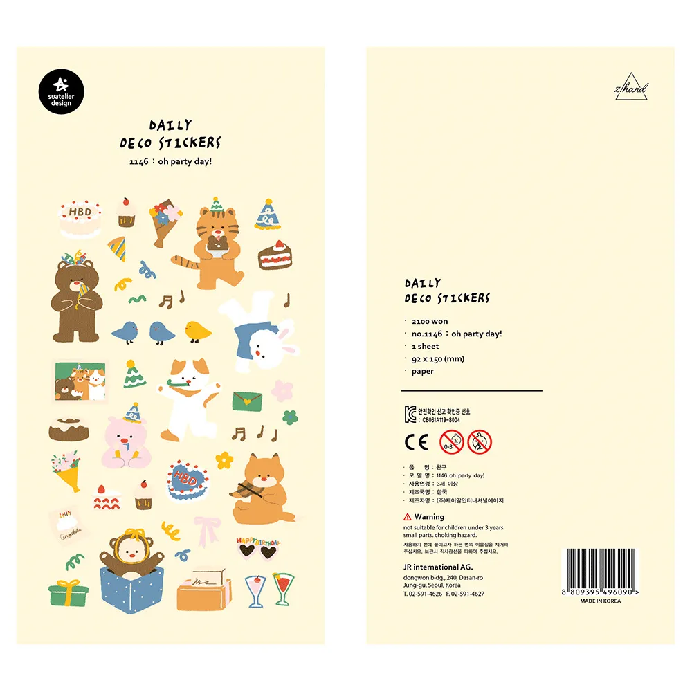 suatelier cute korean stickers stationery and room decor oh party day